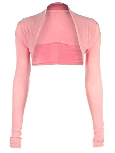 krautwear Damen Bolero Langarm Stola Bolerojacke Hochzeit Festlich Einfarbig schwarz grau rosa Navy (rosa) von krautwear