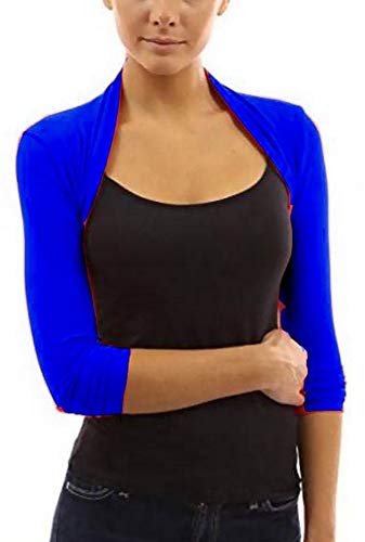 krautwear Damen Bolero Langarm Viskose Stola Bolerojacke Hochzeit Festlich Einfarbig schwarz grau rosa Navy (Royalblau) von krautwear