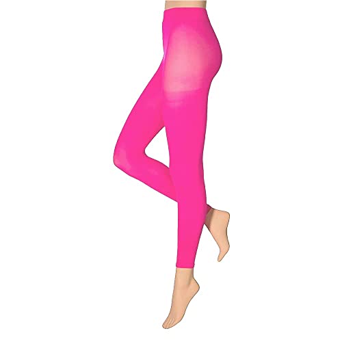 krautwear Damen Mädchen Leggins Leggings 60 den Karneval Fasching Kostüm rot rosa blau (rosa-SM) von krautwear
