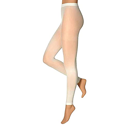 krautwear Damen Mädchen Leggins Leggings 60 den Karneval Fasching Kostüm schwarz rot rosa blau (Weiss-SM) von krautwear