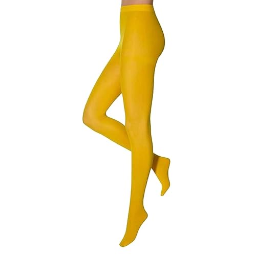 krautwear Damen Mädchen Strumpfhose 60 Denier Karneval Fasching Sport Neon Farben (DE/NL/SE/PL, Alphanumerisch, L, XL, Regular, Regular, NormalGelb) von krautwear