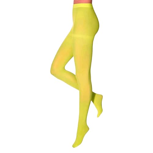 krautwear Damen Mädchen Strumpfhose 60 Denier Karneval Fasching Sport Neon Farben (DE/NL/SE/PL, Alphanumerisch, XXL, Regular, Regular, NeonGelb) von krautwear