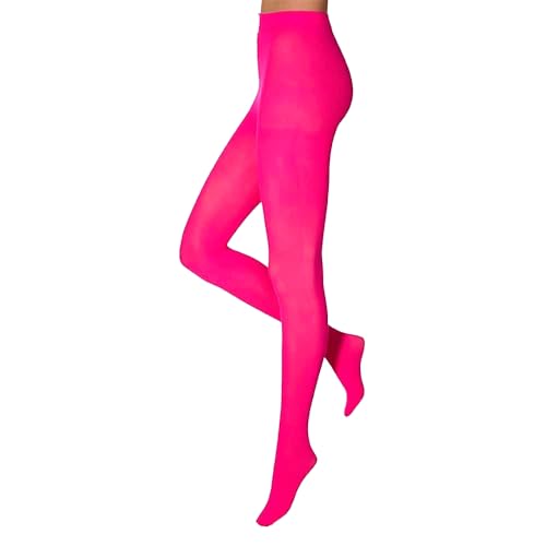 krautwear Damen Mädchen Strumpfhose 60 Denier Karneval Fasching Sport Neon Farben (Neonpink-S-M) von krautwear