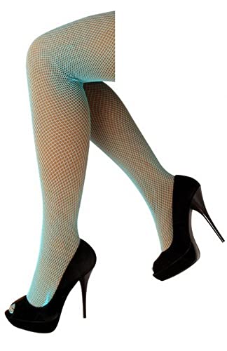 krautwear Damen Strumpfhose Netzstrumpfhose Kostüm Fasching Karneval 80er Einheitsgröße (neon blau) von krautwear