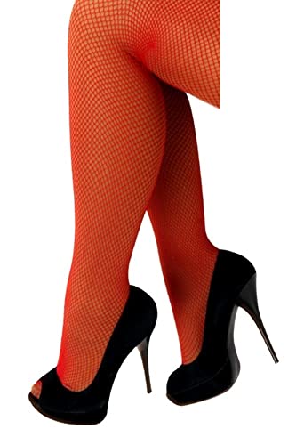 krautwear Damen Strumpfhose Netzstrumpfhose Kostüm Fasching Karneval 80er Einheitsgröße (rot) von krautwear