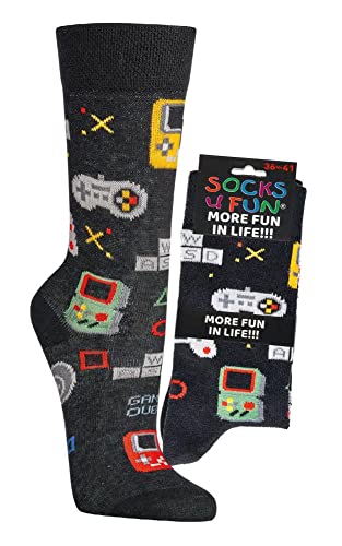 krautwear Herren Damen 2 Paar Bunt Gemusterte Sneaker Socken Strümpfe 30. Geburstag Papa Mama Geschenkideen (Gaming, 36-41) von krautwear