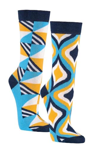 krautwear Herren Damen 2 Paar Bunt Gemusterte Sneaker Socken Strümpfe 30. Geburstag Papa Mama Geschenkideen (Mosaik, 36-41) von krautwear