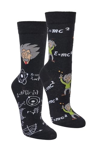 krautwear Herren Damen 2 Paar Lustige Bunte Gemusterte Fun Sneaker Socken Witzige Strümpfe Baumwolle (36-41, Einstein) von krautwear