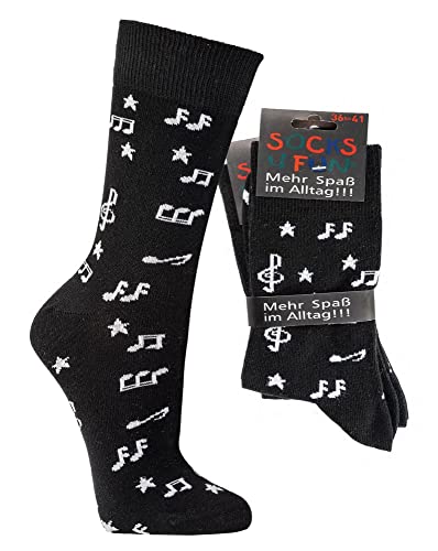 krautwear Herren Damen 2 Paar Lustige Bunte Gemusterte Fun Sneaker Socken Witzige Strümpfe Baumwolle (36-41, Musik) von krautwear