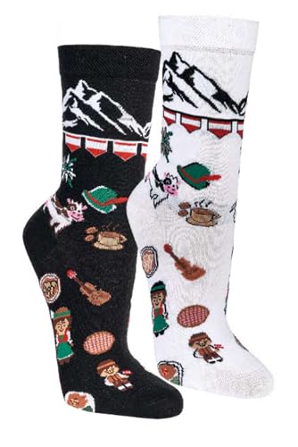 krautwear Herren Damen 2 Paar Lustige Bunte Gemusterte Fun Sneaker Socken Witzige Strümpfe Baumwolle (42-47, Österreich) von krautwear