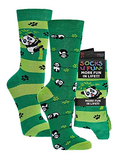 krautwear Herren Damen 2 Paar Lustige Bunte Gemusterte Fun Sneaker Socken Witzige Strümpfe Baumwolle (36-41, Panda) von krautwear