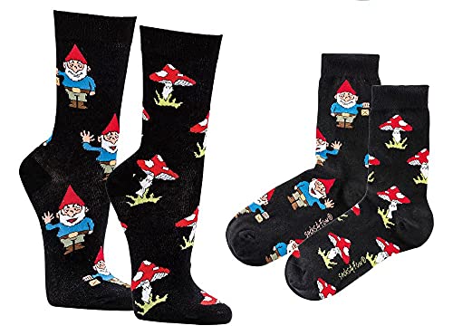 krautwear Herren Damen 2 Paar Lustige Bunte Gemusterte Fun Sneaker Socken Witzige Strümpfe Baumwolle (42-47, Gartenzwerge) von krautwear