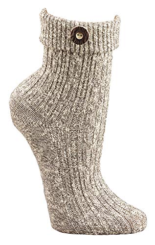 krautwear Herren Damen Trachtenstrümpfe Trachten Umschlag-Söckchen Socken mit Wolle Natur Beige Creme Handgekettelt Oktoberfest Karneval (sil-39-42) von krautwear