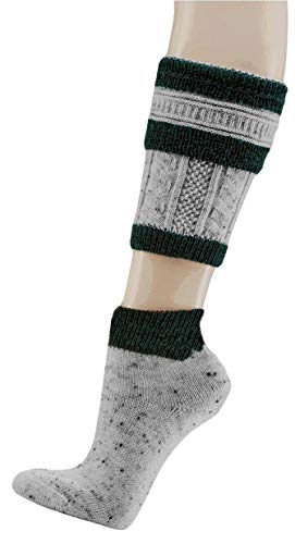 krautwear Herren Trachtenstrümpfe Trachtensocken Loferl 2tlg (Wadenwärmer + Socken) Tweedgarn mit 30% Wolle Wärmend Trachtenmode Oktoberfest Karneval (grgrü 39-42) von krautwear