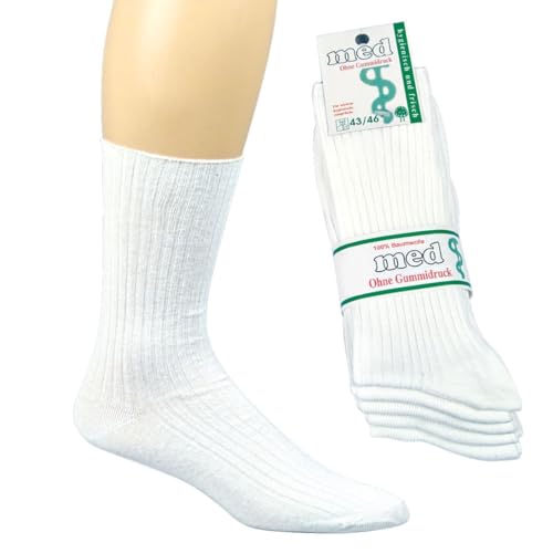 krautwear Krankenschwester Arzt Ärztin Pflege Socken Gesundheitssocken Weiss 100% Baumwolle Ohne Gummi Gute Durchblutung, 39-42-10erSet von krautwear