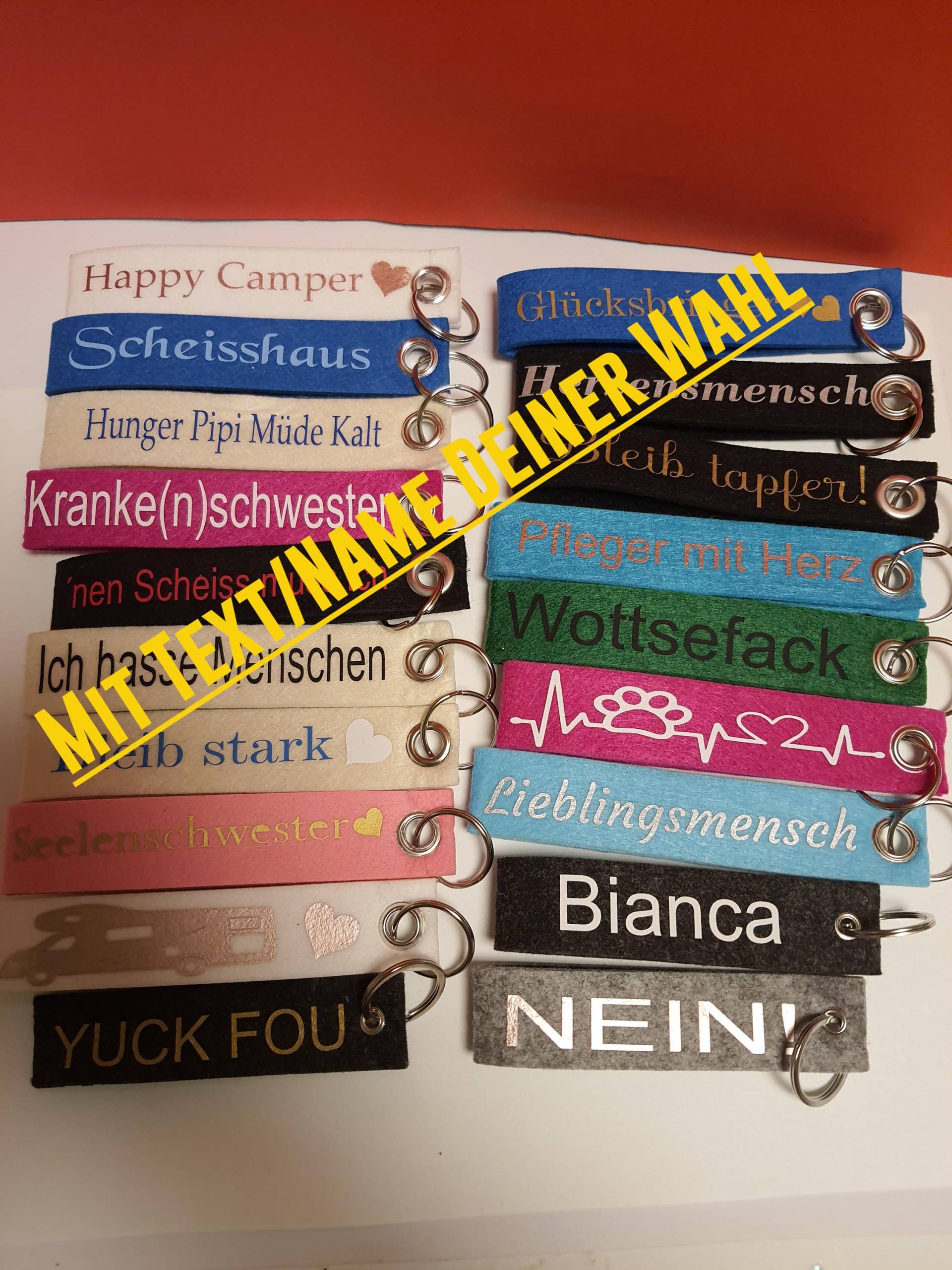 Personalisierter Filz-Schlüsselanhänger - Wunschtext Oder Fertige Variante Geschenkidee Für Freunde, Familie, Kollegen Personalisierter Filz-Schlüsselanhänger - Wunschtext Oder Fertige Variante Geschenkidee Für Freunde, Familie, Kollegen von kreativNRW