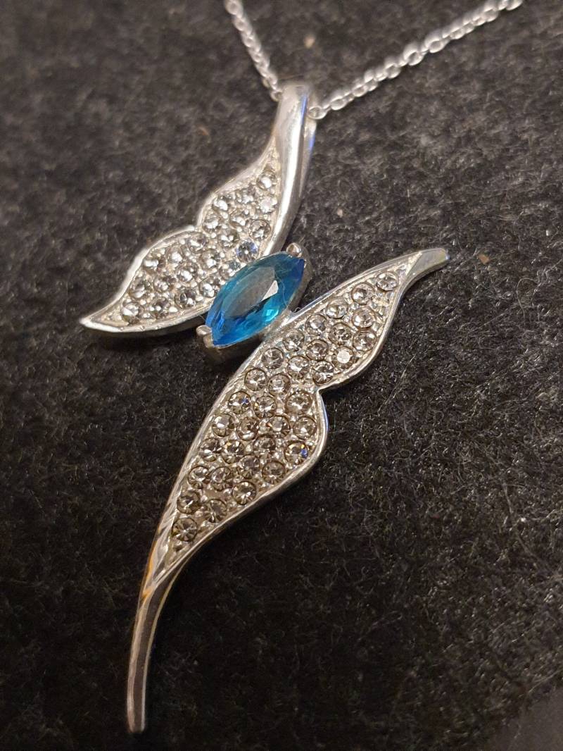 Schmetterling Silberkette 925 Sterling Zirkonia Blau Weiß - Damenhalskette Mit Schmetterlingsanhänger Geschenk Bedeutung -Blitzversand von kreativNRW