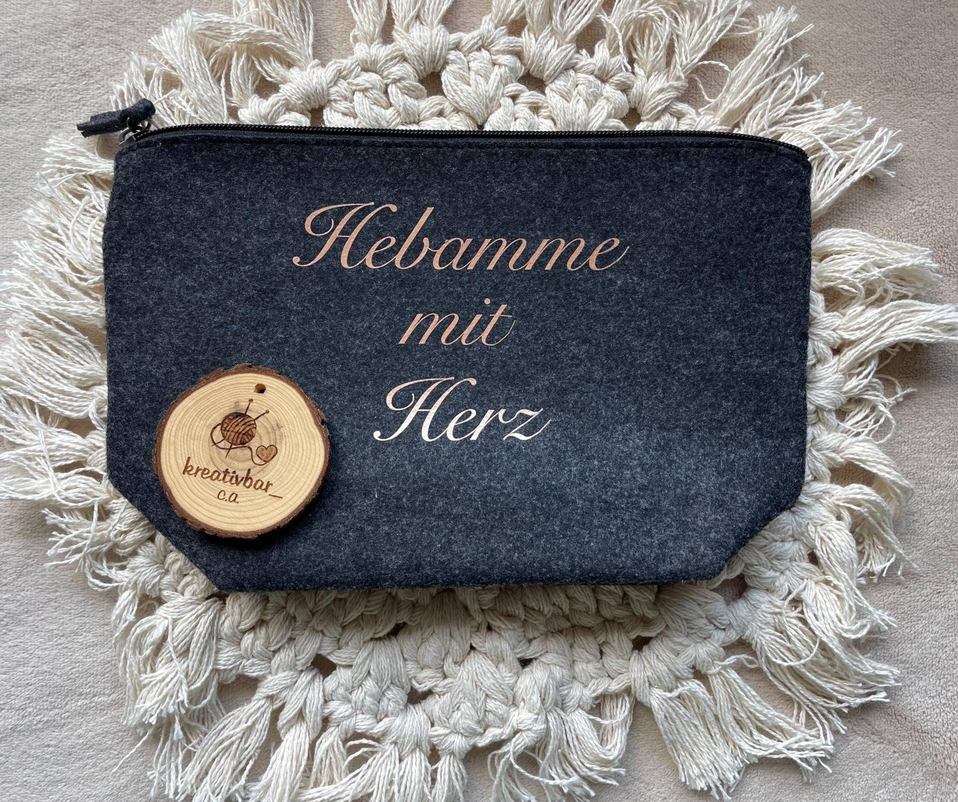 Hebamme Mit Herz, Kosmetiktasche, Kosmetik, Schminktasche, Hebamme, Geschenk, Aufdruck von kreativbarbyca