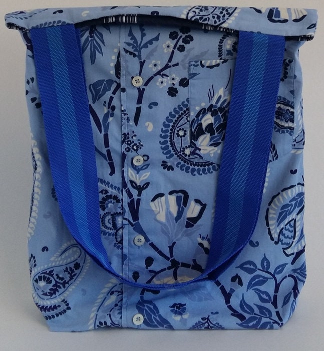 Upcycling-Herren-Hemd, Einzelstückeinkaufs-Tasche Upcycling, Einzelstück von kreativebagberlin