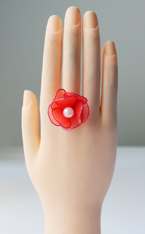 Valentinstag Rote Einzigartige Ringe - Sakura, Verstellbar, Blume, Schmuck Valentinstag Rote Einzigartige Ringe - Sakura, Verstellbar, Blume, Schmuck von kreativeblossom