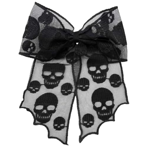 Kreepsville 666 Haarschleife Totenkopf Spitze Bold Gothic Extra groÃŸe schwarze Haarspange von kreepsville 666