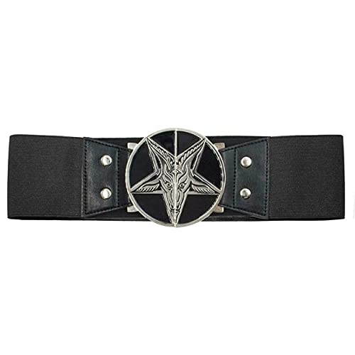 kreepsville 666 Baphomet Gürtel Vintage Breite Elastische Taille Cincher Goth Occult - Schwarz - LXL von kreepsville 666