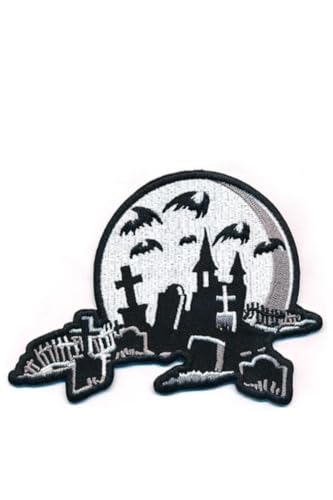 kreepsville 666 Runder nächtlicher Friedhofsaufnäher Besticktes Aufnäher von kreepsville 666