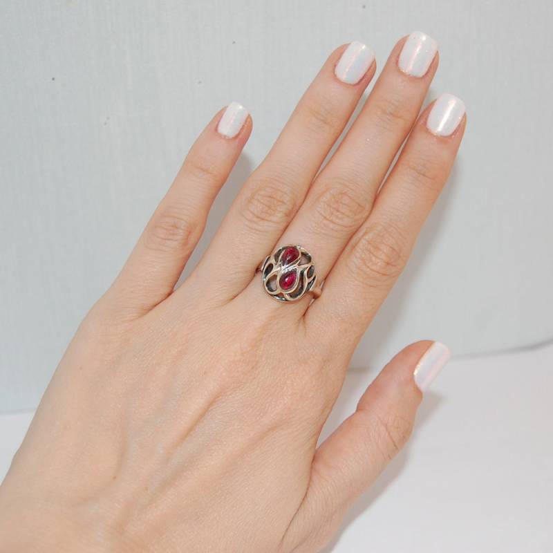 Granat Sterling Silber Ring, Türkis Januar Geburtsstein, Dezember Geschenk Für Sie, Kreitto Handmade Jewels von kreitto