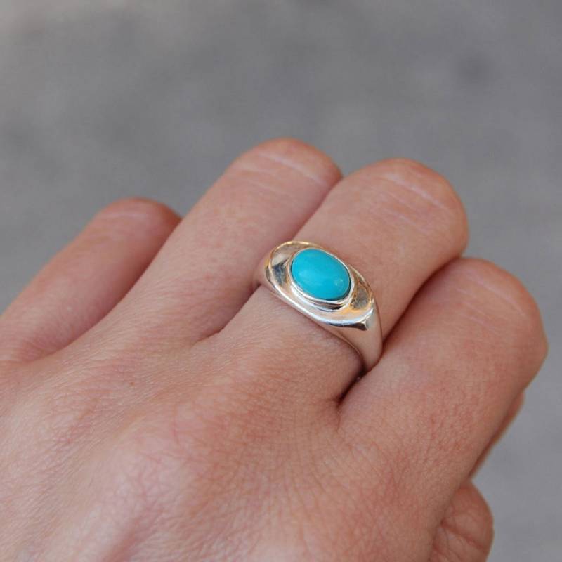 Türkis Stein Ring, Handgefertigt in Griechenland, Kreitto Juwelen, Sterling Silber Edelsteine, Handgemachter Ovaler Stein, Klasse Ring von kreitto