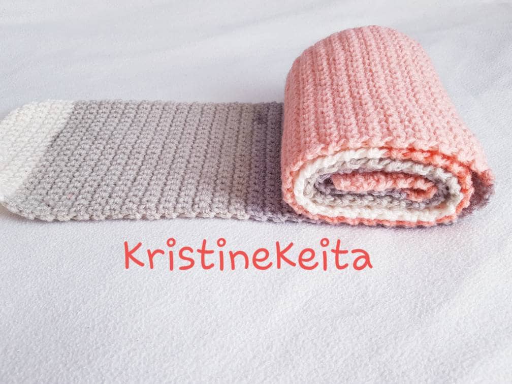 Frauen-Schal, Nackenwärmer, Peach/Cream/Beige Farbschal, Acryl Und Wollgarn Häkeln von kristinekeita