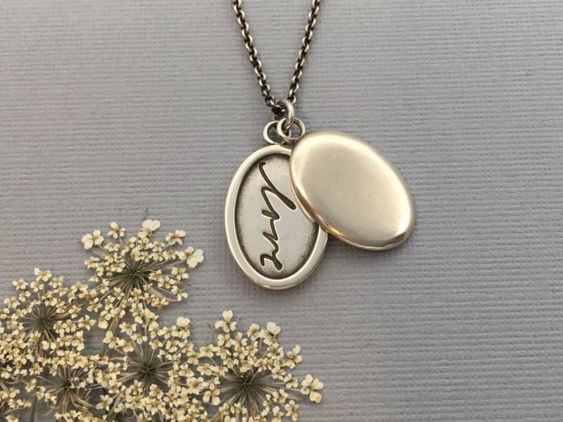 Handschrift Locket | Liebe Medaillon Sentimentaler Schmuck Halskette Erinnerungsschmuck Deine Benutzerdefinierte Hochzeit von kristinlarsonjewelry