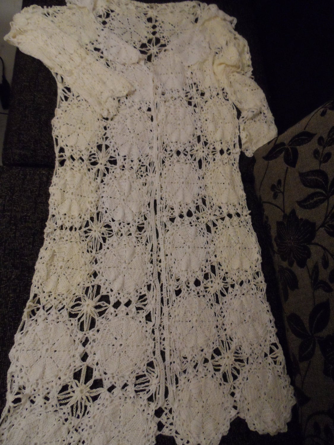 Ausverkauf Gehäkelte Spitze Weiß Und Elfenbein Lang Maxi Boho Hippie Sommerjacke Mantel Cardigan von krittenart