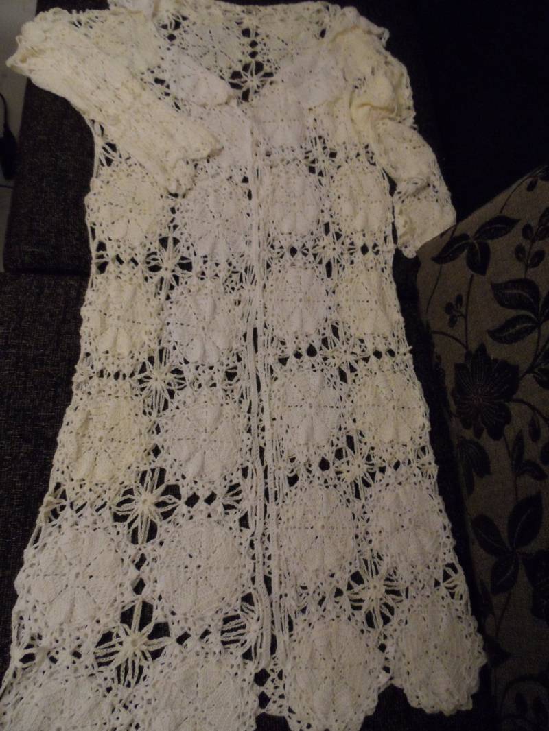 Ausverkauf Gehäkelte Spitze Weiß Und Elfenbein Lang Maxi Boho Hippie Sommerjacke Mantel Cardigan von krittenart