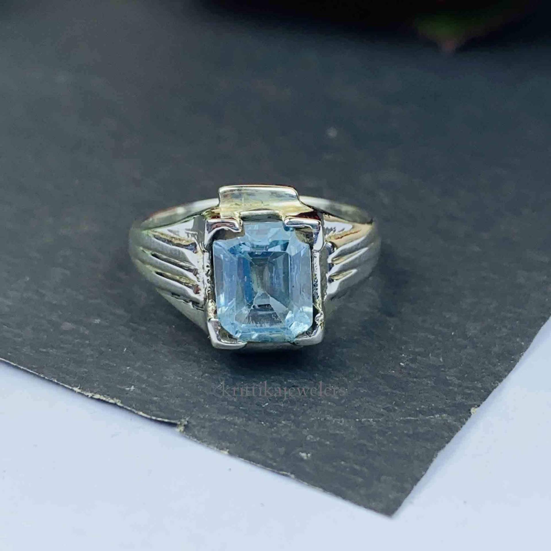 Blautopas Ring, 925 Sterling Silber, Herrenring, Massiver Silberring, Handgemachter Statement Frauenring, Topas Geschenk Für Frauen von krittikajewelers