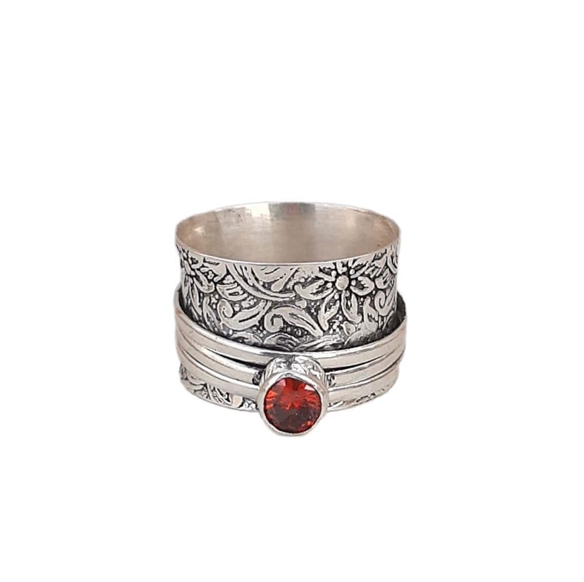 Granat Spinner Ring, 925 Sterling Silber, Meditation Zappel Angst Handgemachter Frauen Geschenk Für Sie von krittikajewelers