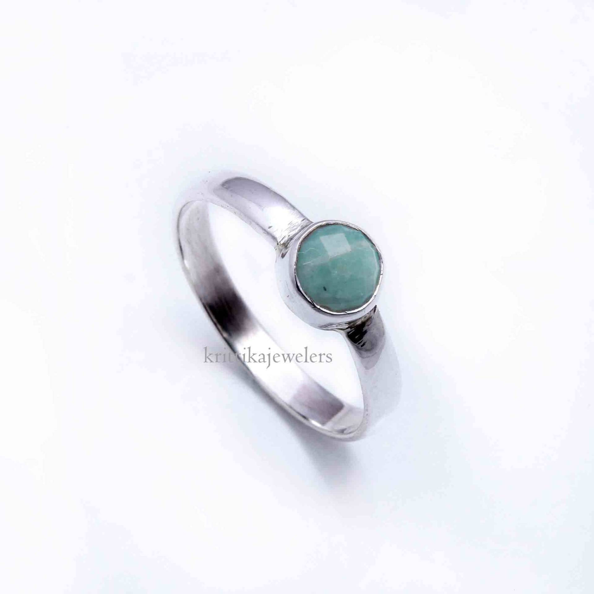 Larimar Edelstein Ring, 925 Sterling Silber Bandring, Handgemachter Statement Meditation Geschenk Für Sie, Frauen Kostenloser Versand von krittikajewelers