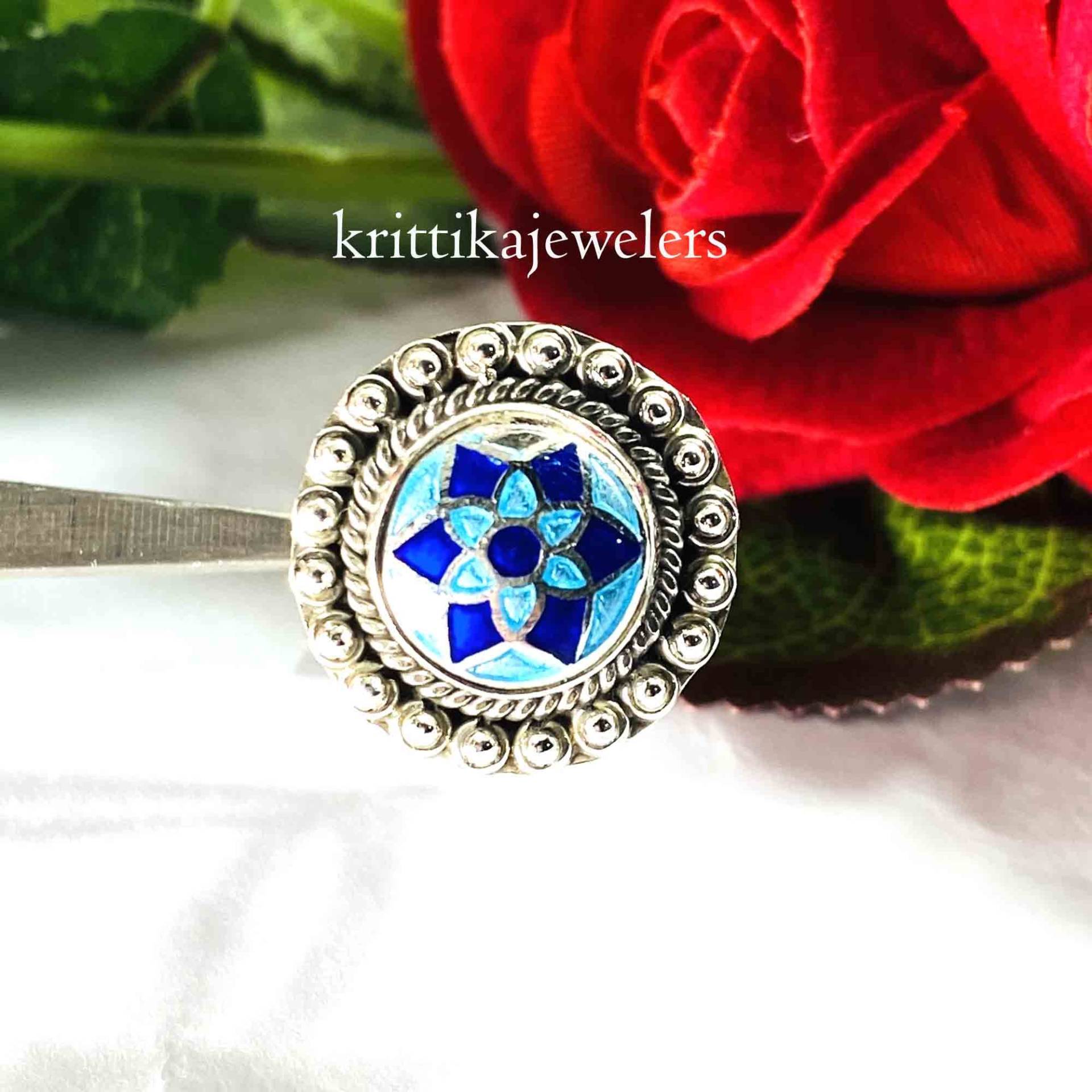 Meena Ring, 925 Sterling Silber, Silber Handgemachter Designer Frauen Boho Zierlicher Geschenk Für Weihnachten von krittikajewelers