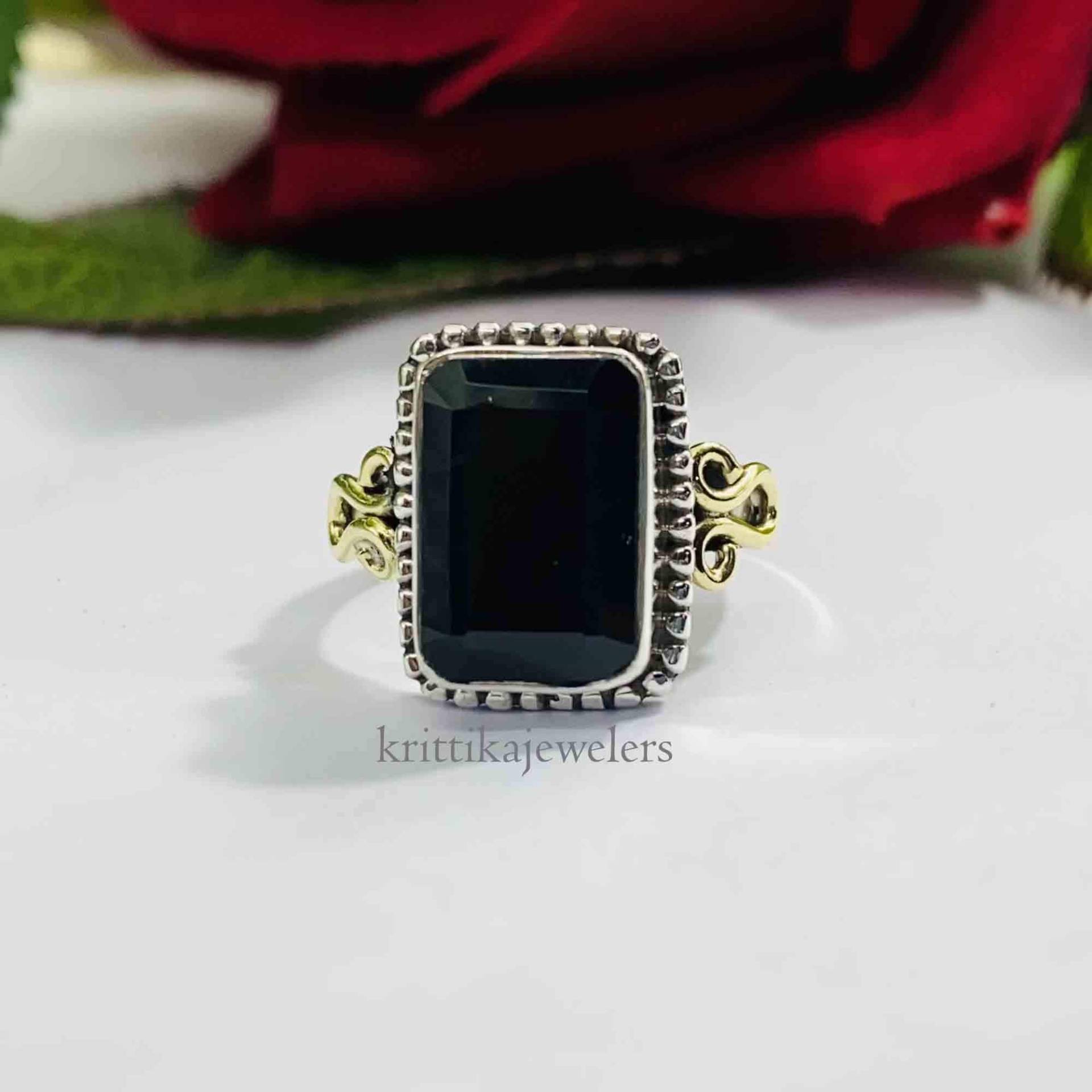 Schwarzer Onyx Ring, 925 Sterling Silber, Natürlicher Statement Edelstein Silber Frauen Boho Geschenk Für Sie von krittikajewelers