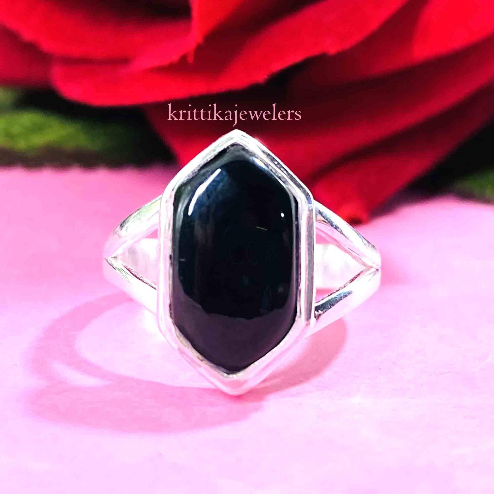 Schwarzer Onyx Ring, 925 Sterling Silber, Statement Natürlicher Silber Handgemachter Frauen Boho Geschenk Für Sie von krittikajewelers