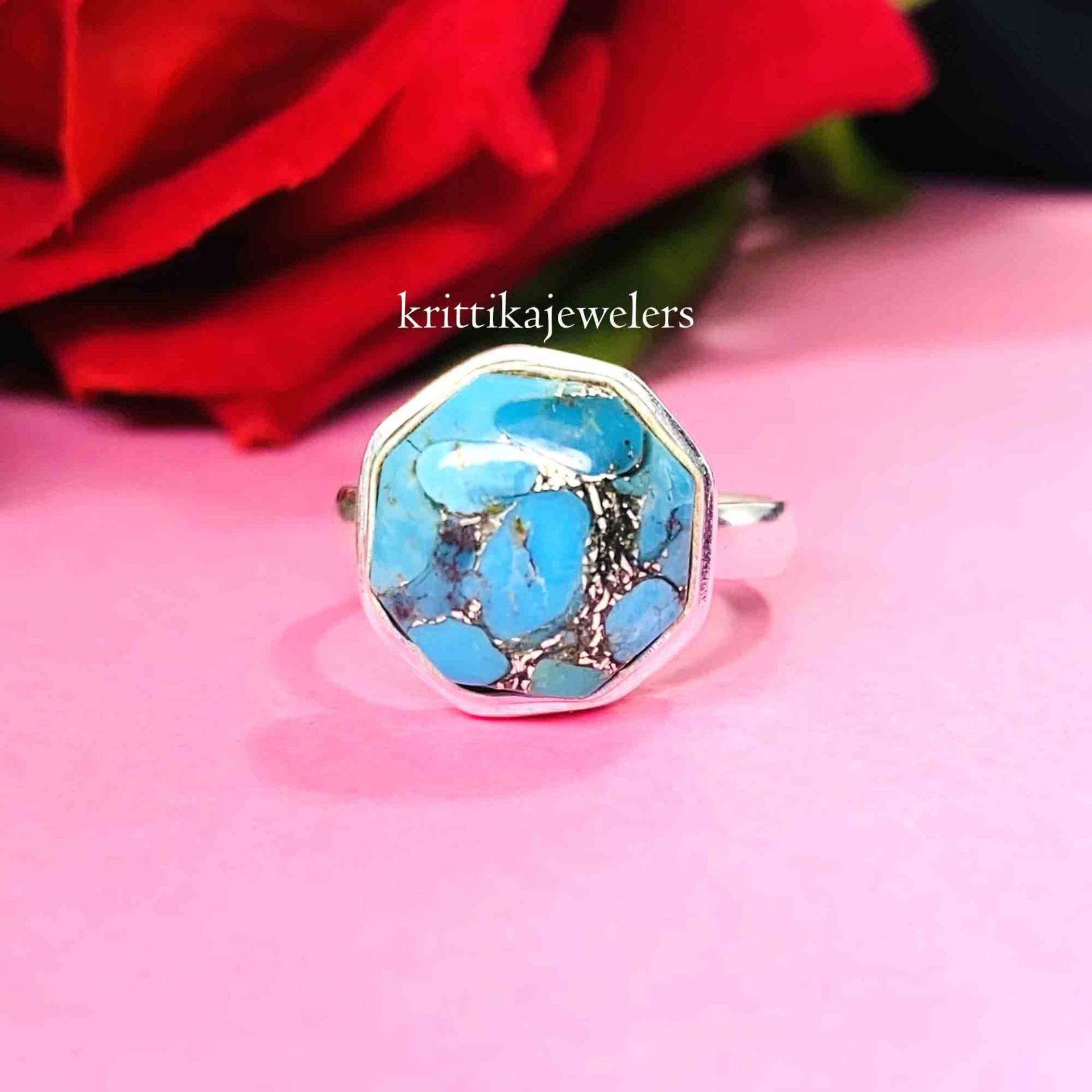 Türkis Ring, 925 Sterling Silber, Natürlicher Kupfer Silber Statement Handgemachter Frauen Geschenk Für Sie Türkis Ring, 925 Sterling Silber, Natürlicher Kupfer Silber Statement Handgemachter Frauen Geschenk Für Sie von krittikajewelers