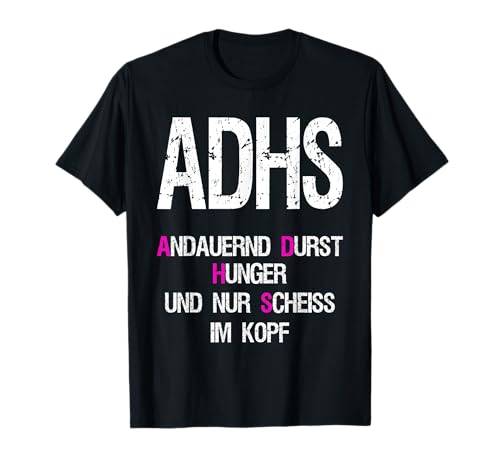 kriv71s Damen ADHS T-Shirt, Schwarz, S, Kurzarm, Klassisches, Lockere Passform, Buchstabenmuster von kriv71s