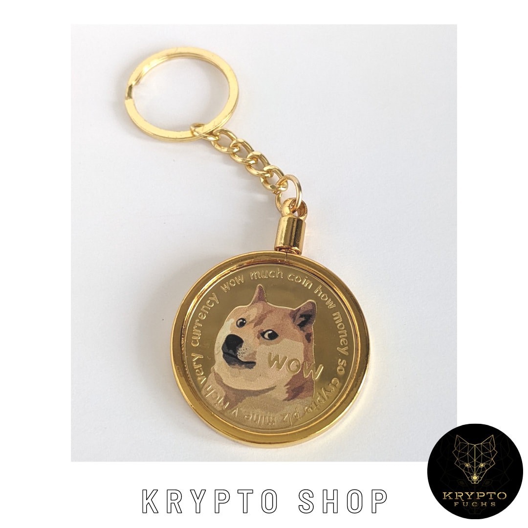 Krypto Schlüsselanhänger Beweglich in Silber Und Gold von kryptofuchs