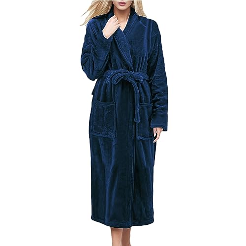 kswlwccpp Bademantel Damen Sauna Leicht Fleece Baumwolle Frottier-Bademantel Sauna Bademantel Lang Kuschelig Dünn Saunamantel Morgenmantel Flauschig Große Größen Sexy Warm Bathrobe Hausmantel von kswlwccpp