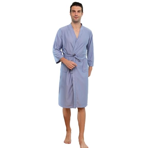Kswlwccpp Bademantel Herren, XXXl Leicht Lang Bathrobe Sauna Bademantel XXl Flauschig Frottee Ohne Kapuze Morgenmantel Herrenbademantel Elegant Dünn Warm Saunamantel Hausmantel von Kswlwccpp