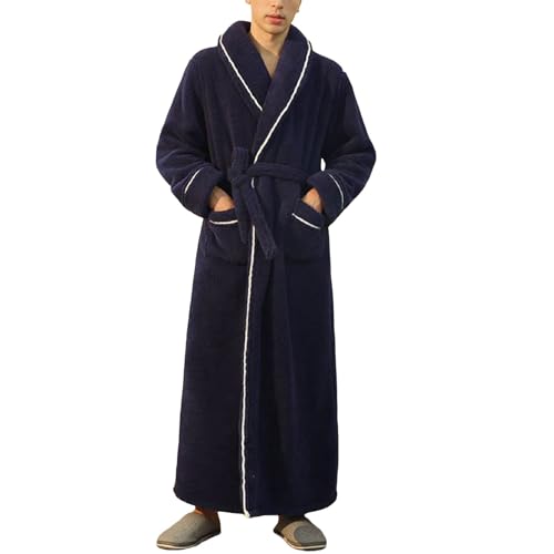Kswlwccpp Bademantel Herren Frottee: Baumwolle XXl Bathrobe Hausmantel Dünn Lang Flauschig Morgenmantel Saunamantel Warm Ohne Kapuze Leicht Elegant Schlafanzug Sauna Bademantel von Kswlwccpp