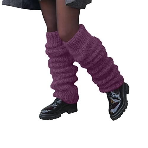 Kswlwccpp Stulpen Damen Schwarz: Warm Bequem Extra Weit Fell Beinwärmer Leg Warmers Weich Winter XXl Gestrickt Beinstulpe Stulpensocken Flauschig Lang Stulpen Kniestrümpfe von Kswlwccpp