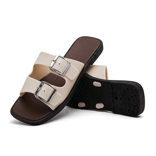 ktprniy Damen Sandalen Strandsandalen Leichte Hausschuhe Verstellbare Schnalle Komfort Einfach an- und ausziehen White EU Size 40-41 von ktprniy