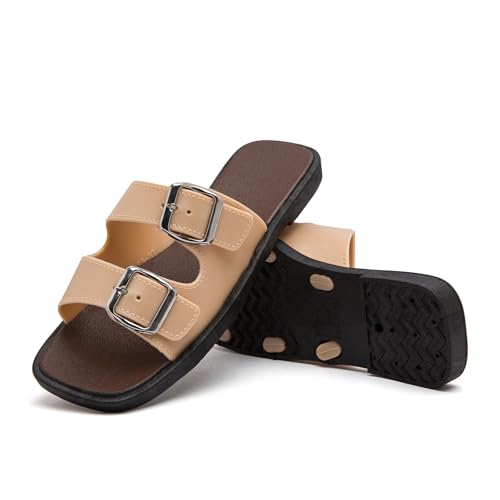 ktprniy Damen Sandalen Strandsandalen Leichte Hausschuhe Verstellbare Schnalle Komfort Einfach an- und ausziehen khaki EU Size 38-39 von ktprniy