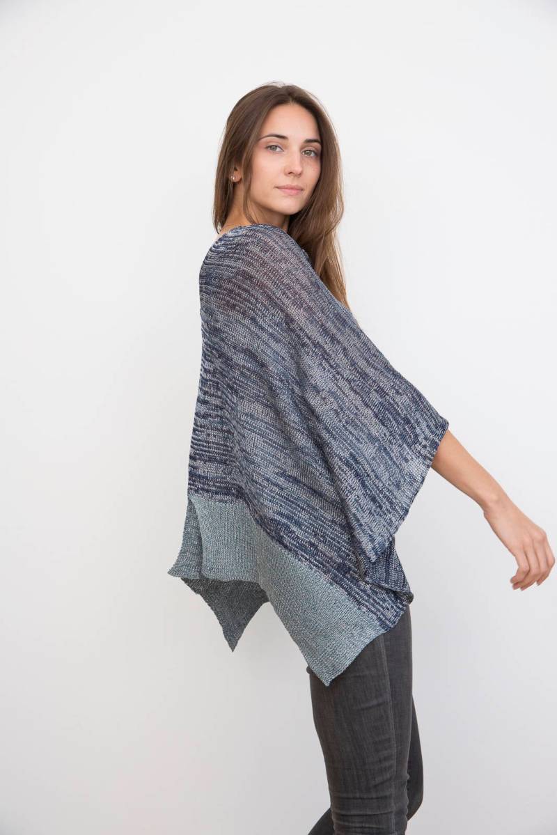 Poncho - Sommerspass Navy Mit Seafoam Borte von ktwf