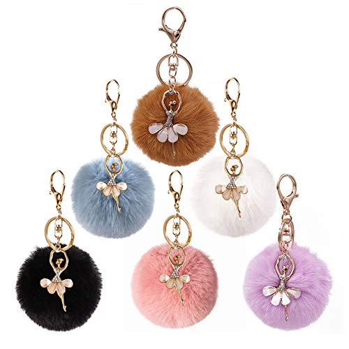 kuaetily 6 Stück Schlüsselanhänger, Ballerina Strass mit Plüsch Ball Taschenanhänger Kaninchenfell Keychain Anhänger für Handtasche Schlüssel Rucksäcke Auto Deko… kuaetily 6 Stück Schlüsselanhänger, Ballerina Strass mit Plüsch Ball Taschenanhänger Kaninchenfell Keychain Anhänger für Handtasche Schlüssel Rucksäcke Auto Deko… von kuaetily